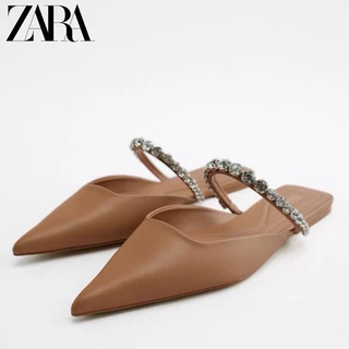 Zara รองเท้าส้นแบน หัวแหลม สําหรับผู้หญิง