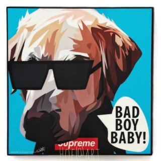 Dog หมา Bad Boy Baby รูปภาพ​ติด​ผนัง​ pop art สุนัข สัตว์เลี้ยง แต่งบ้าน ของขวัญ กรอบรูป รูปภาพ