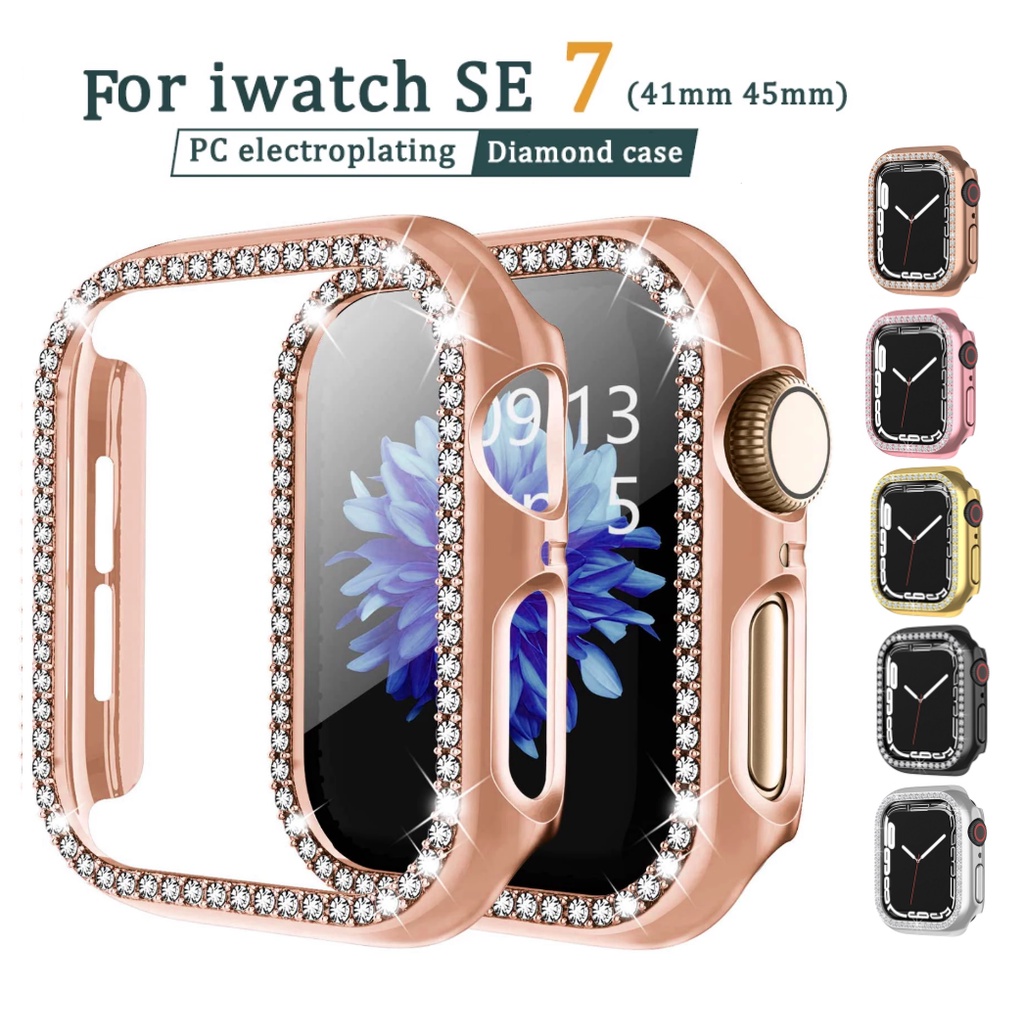 เคสนาฬิกาข้อมือ ประดับเพชร วิบวับ สําหรับ เคส i watch Series 9 8 7 se 6 5 4 3 2 1 ขนาด 41 มม. 45 มม. 38 มม. 40 มม. 42 มม. 44 มม. i watch Case