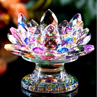 แก้วคริสตัลใส่เทียน Tealight ทรงสูงลายดอกบัว / K9 Crystal tealight candle holder