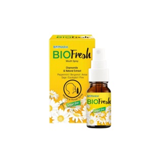 โปรโมชั่น : สเปร์ยพ่นคอ ลดการอักเสบ แก้ไอ 15ML ไบโอเฟรช สเปรย์ คาโมมายล์ ให้ความรู้สึกเย็น ลมหายใจสดชื่น