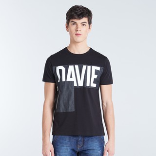 [100% Cotton] DAVIE JONES เสื้อยืด สีดำ พิมพ์ลาย Davie Jones ผ้า Filagen Online Exclusive Printed T-Shirt WA0053BK