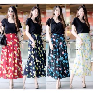 TW5393 Set 2 เสื้อยืด+กระโปรงยาว