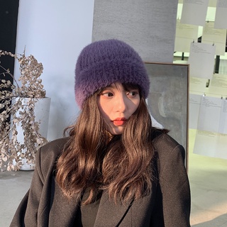 Japanese Winter Thickened Soft Plush Woolen Hat Women Wild Casual Warm Ear Protection Purple Knitted Hat