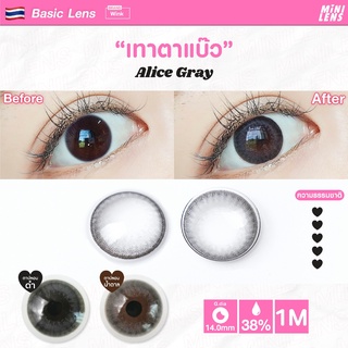 คอนแทคเลนส์ คอนแทคเลนส์รายเดือน Mini Lens รุ่น Alice Gray เทาแบ๊วไซส์มินิ ตาไม่กบ เนียนมาก