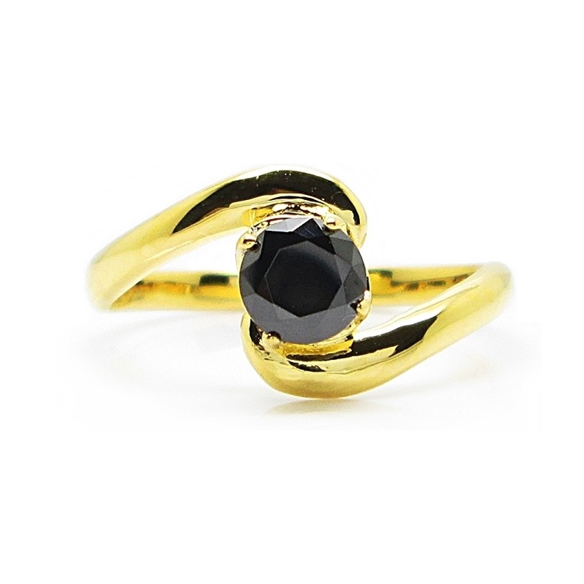 แหวนผู้หญิง แหวนผู้หญิงมินิมอล พลอยนิล ชุบทอง ชุบทองแท้ ชุบทอง 24k