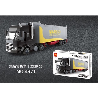 Chamaa ตัวต่อเลโก้จีน Wange 4971 ชุด ตู้คอนเทรนเนอร์ Container Truck จำนวน 352 pcs