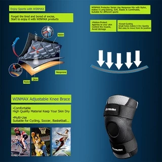 Winmax (พร้อมส่ง) สนับเข่า Neoprene Elastic Open Patella สนับเข่าแบบปรับได้ สนับเข่าแบบสปอร์ต 1 ชิ้น