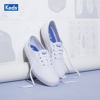 KEDS รองเท้าผ้าใบลําลอง ส้นแบน แบบนิ่ม เข้ากับทุกการแต่งกาย แบบเรียบง่าย สีขาว สไตล์คลาสสิก สําหรับสตรี