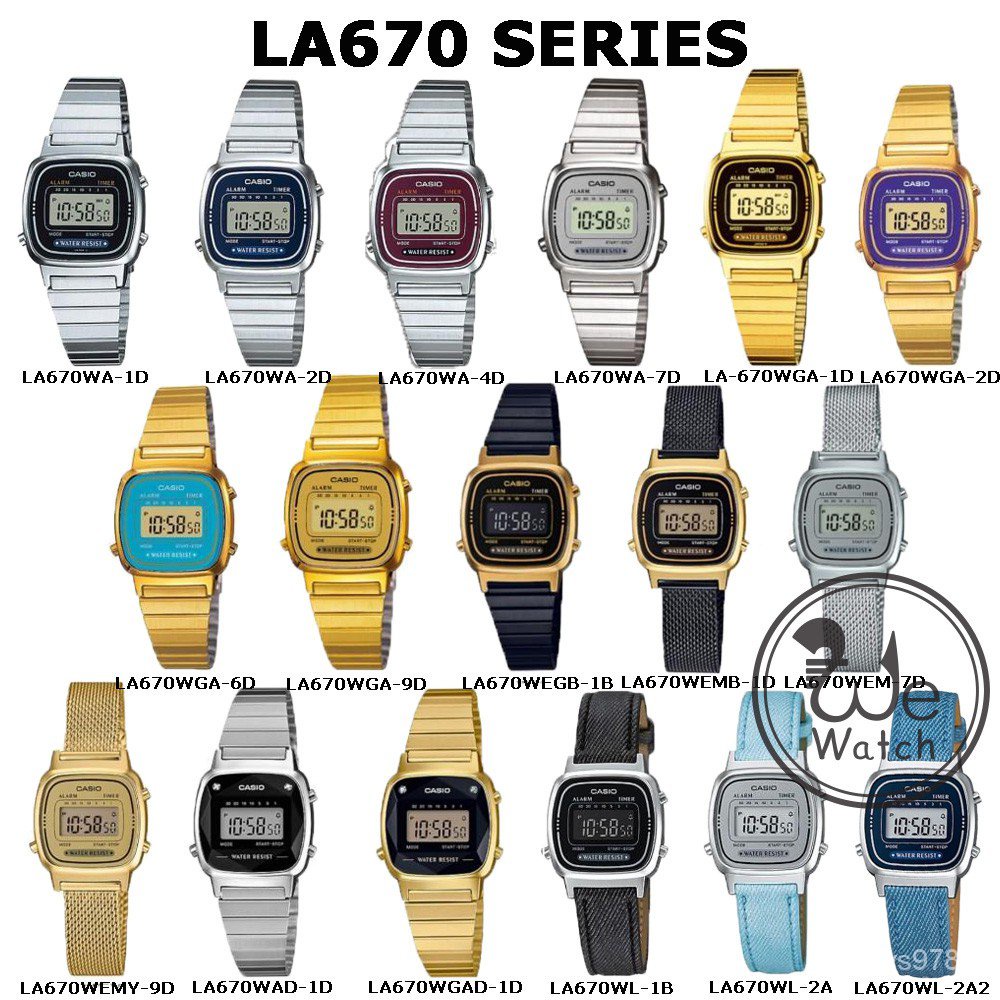 Casio ของแท้ % รุ่น LA670WA LA670WGA LA670WEGB นาฬิกาผู้หญิง DIGITAL  พร้อมกล่องและรับประกัน 1ปี LA6