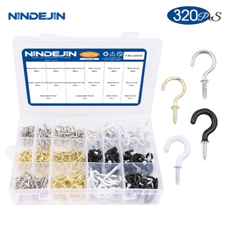 Nindejin ชุดตะขอสกรูเหล็กคาร์บอน สําหรับทําเครื่องประดับ DIY 66 100 320 340 ชิ้น