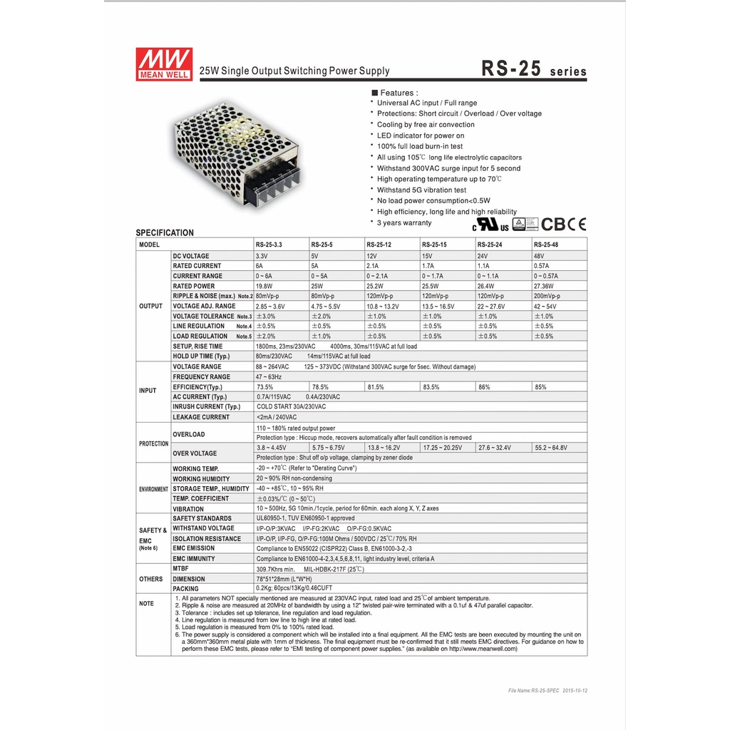 สวิตซ์ชิ่งพาวเวอร์ซัพพลาย RS-25-5  5A 5V 25W POWER SUPPLY MEAN WELL  ยี่ห้อมีนเวล หม้อแปลงสำหรับแอลอีดี รุ่นตะแกรง ราคา ถูกที่สุด ดีลบีเคเค แกลเลอรีภาพที่ 7