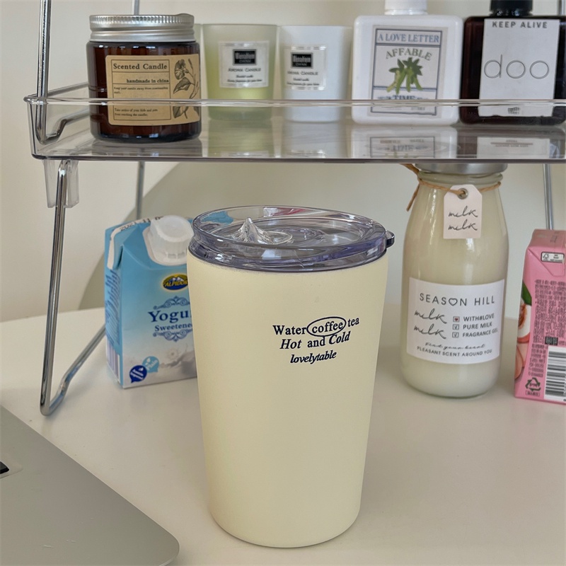 Ohaya กระติกน้ําร้อน สเตนเลส สีครีม แบบพกพา