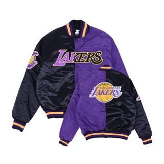 เสื้อแจ็กเก็ต ลาย TWOTONE BLACK PURPLE LOS ANGELES BASKETBALL NBA สีม่วง