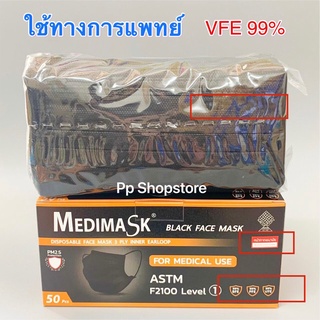 หน้ากากอนามัย Medimask ASTM LV 1 หน้ากากอนามัย ใช้ทางการแพทย์ สีดำ Medical Mask