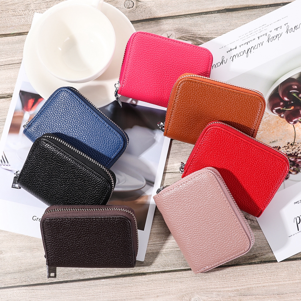 พร้อมส่ง กระเป๋าใส่บัตรเครดิต อเนกประสงค์ สีพื้น สำหรับผู้ชาย และผู้หญิง