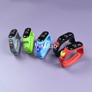 นาฬิกาข้อมืออิเล็กทรอนิกส์ มีไฟ LED กันน้ํา ลายการ์ตูนสไปเดอร์แมน ค้างคาว สติตช์ เหมาะกับของขวัญ สําหรับเด็กผู้ชาย