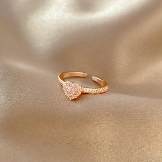 Shuling Pink Heart-shaped Zircon Rings Female High Sense Index Finger Ring