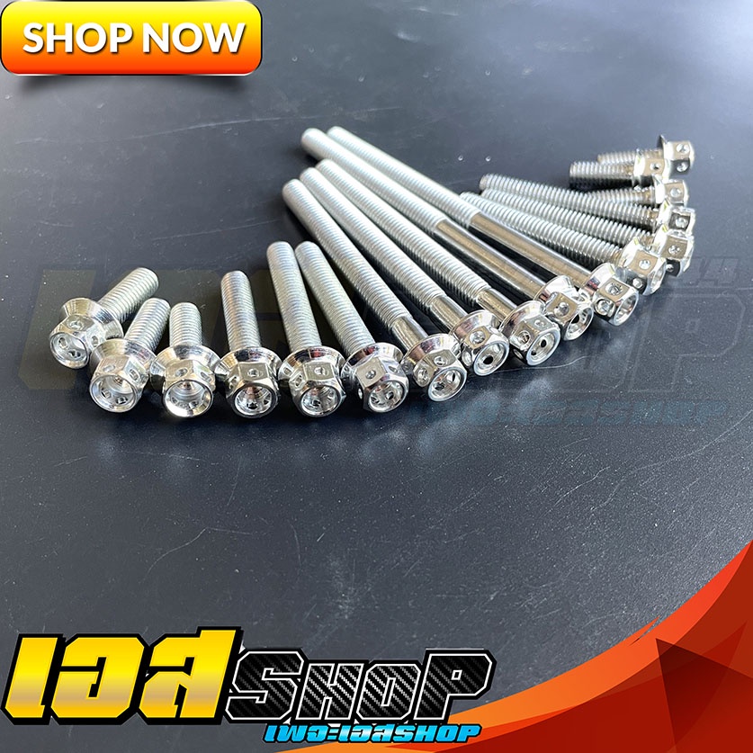 น็อตแคร้งเครื่อง+ปิดจานไฟ เวฟ100/110s/100S เลสแท้