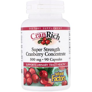 Natural Factors, CranRich, Super Strength, Cranberry Concentrate, 500 mg, 90 Capsules and 180 Capsules