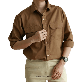 ️ทักแชทรับโค้ดลดเพิ่ม เชิ้ตผู้ชายแขนยาว Double Pocket Twill Shirt 5,6 (56-30)