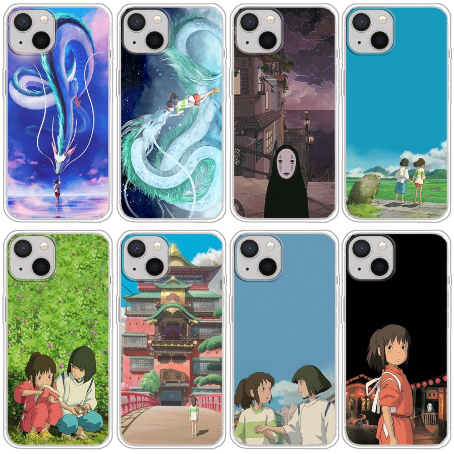 เคสโทรศัพท์ ซิลิโคนนิ่ม ใส กันกระแทก ลายการ์ตูน Spirited Away Hayao miyazaki น่ารัก สําหรับ Iphone 13 pro max mini