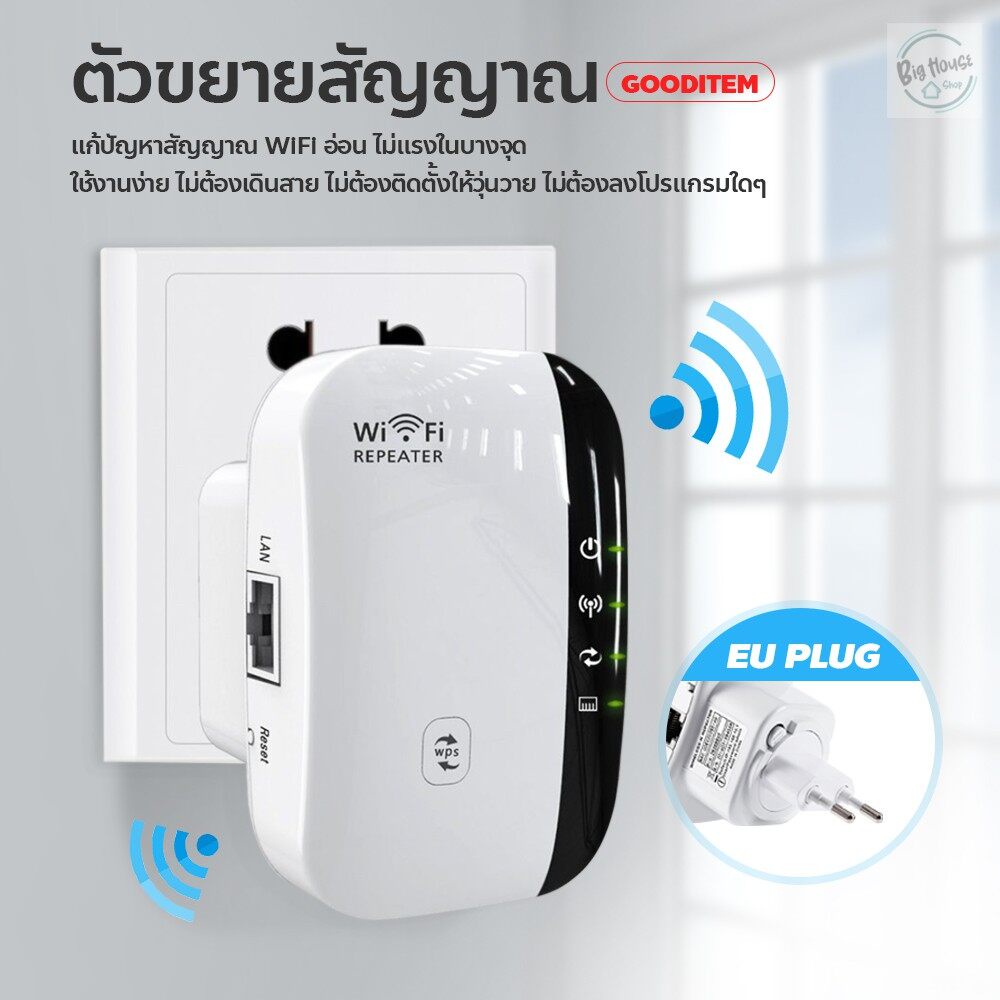 Wifi Repeater ตัวกระจายสัญญาณไวไฟ 300 Mbps ตัวกระจายไวไฟ ตัวดึงสัญญาณ เครื่องช่วยขยายสัญญาณ