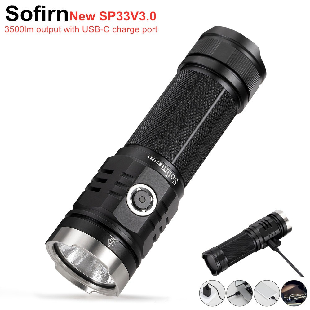 (ใหม่ล่าสุด) Sofirn SP33 V3.0 3500lm ไฟฉาย LED Cree XHP50.2 ชาร์จได้ในตัวด้วยพอร์ต Type C