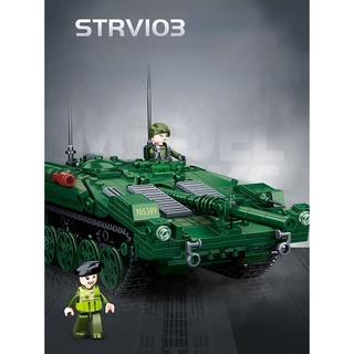 ใหม่ ชุดของเล่นตัวต่อ โมเดลรถถังหลัก MOC WW2 STRV-103 692 ชิ้น