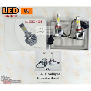 หลอดไฟหน้า LED รุ่น V8 ขั้ว H4-H7-H8-H11-HB3-HB4-HIR2