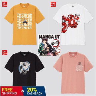 Uniqlo เสื้อยืดแขนสั้น พิมพ์ลายมังงะ (UT) สําหรับผู้ชาย และผู้หญิง (Demon Slayer)431956 Whitea