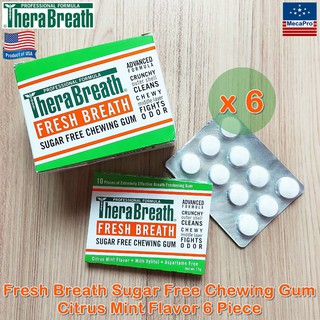 TheraBreath® Fresh Breath Sugar Free Chewing Gum Citrus Mint Flavor 6 Pack 10 Pieces Each หมากฝรั่งดับปลิ่นปาก