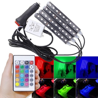 4 ชิ้น รถ RGB LED แถบไฟ LED แถบสีรถจัดแต่งทรงผมบรรยากาศตกแต่งโคมไฟภายในรถ