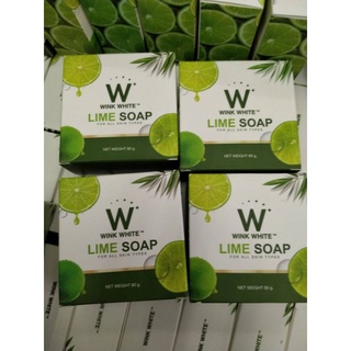 (ของแท้) W Lime Soapwinkwhite วิ้งไวท์สบู่มะนาว สบู่ผิวใส ขัดขี่ไคล