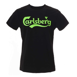 เสื้อยืดสีขาวเสื้อยืดคอกลม ผ้าฝ้าย Carlsberg สําหรับผู้ชาย และผู้หญิงS-4XL