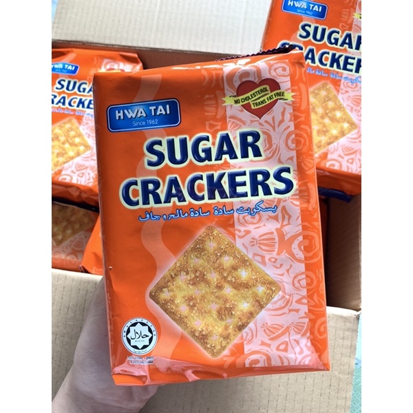 SUGAR CRACKER ขนมปังแผ่นกรอบแครกเกอร์ เคลือบน้ำตาล ตรา HWA TAI