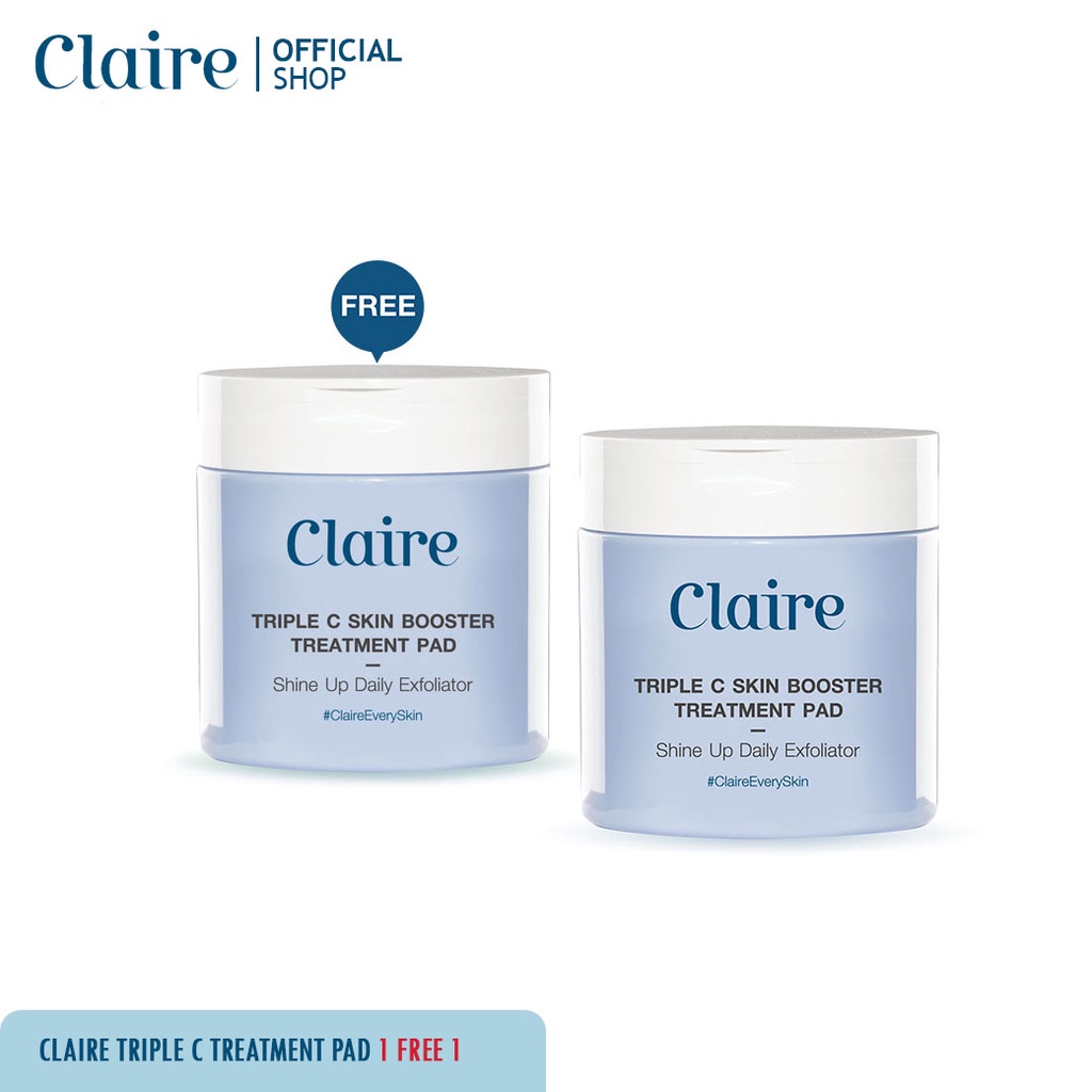 Claire Triple C Skin Booster Treatment Pad แบบกระปุก (60 pads) 1 Free 1