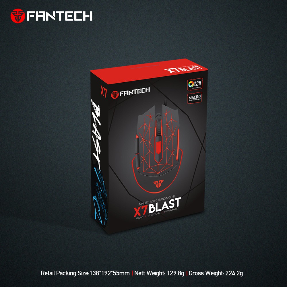 แท้ 100%  พร้อมส่ง OPTICAL MOUSE FANTECH X7 Blast Gaming (Black)