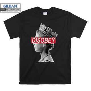 เสื้อยืดวินเทจเสื้อยืดคอกลม พิมพ์ลาย Queen Elizabeth Disobey สไตล์อินดี้ สําหรับผู้ชายS-4XL