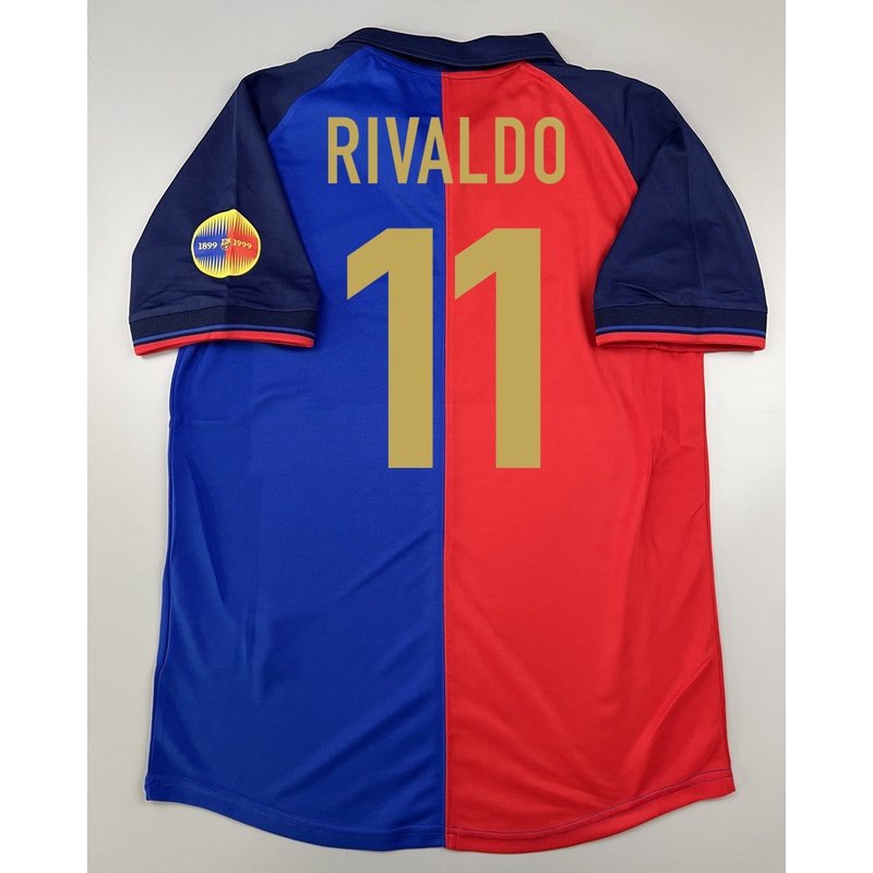 เสื้อบอล ย้อนยุค บาร์เซโลน่า 1999 เหย้า Retro Barcelona Home พร้อมเบอร์ชื่อ 11 RIVALDO ครบ 100 ปี 18