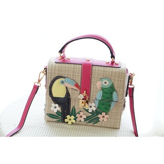 Dolce &amp; Gabbana bird-applique raffia bag