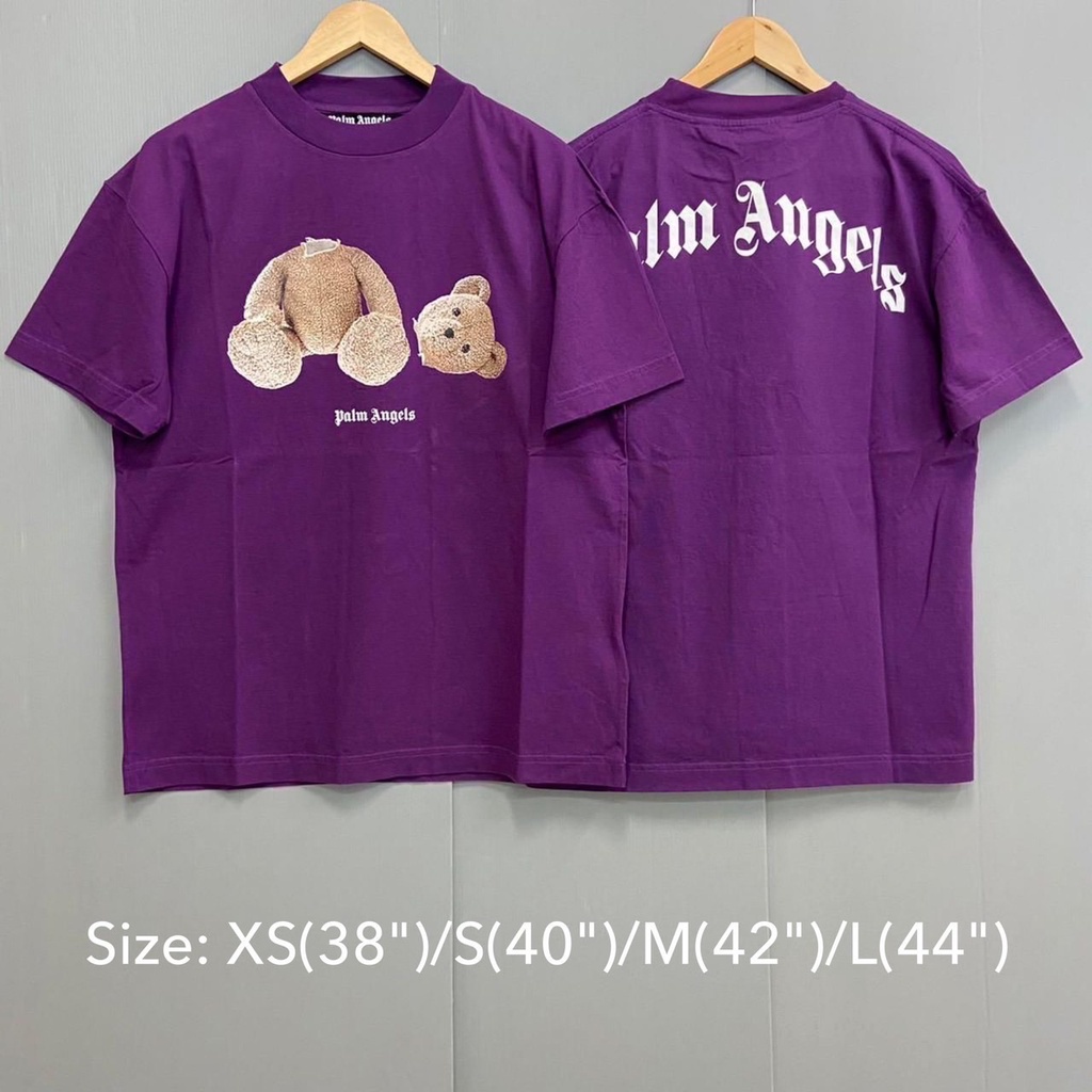 🔆สอบถามStockก่อนกดสั่ง🔆 Palm Angels t-shirt tee เสื้อยืด ปาล์ม แองเจิล ของแท้ หมี หัวขาด ปาล์มแองเจิล สีม่วงเข้ม