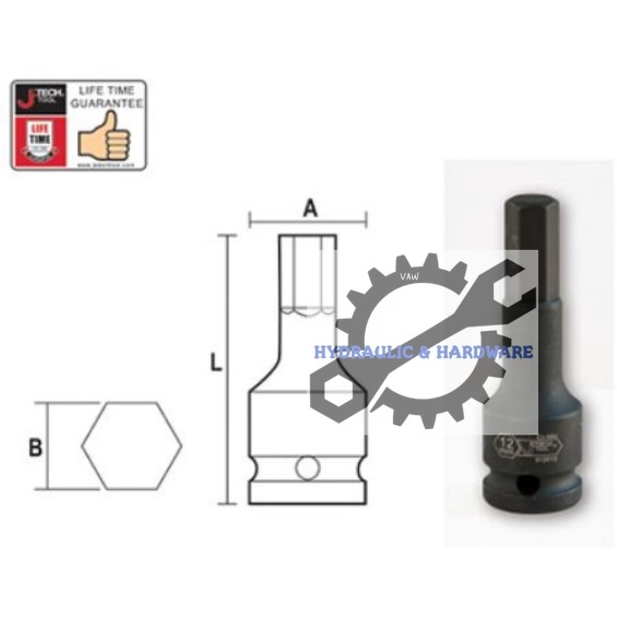 JETECH TOOL CR-MO BLACK IMPACT HEX-BIT SOCKET