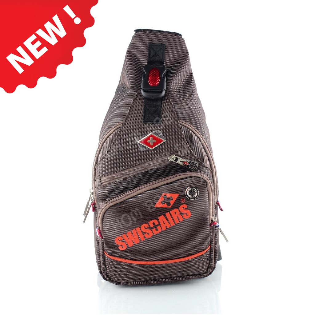 Chom888shop SwissAirs  กระเป๋าสะพายหน้า/หลัง รุ่นKS-311/14/Brown ของแท้ 100% (Warranty leafletถูกต้อ