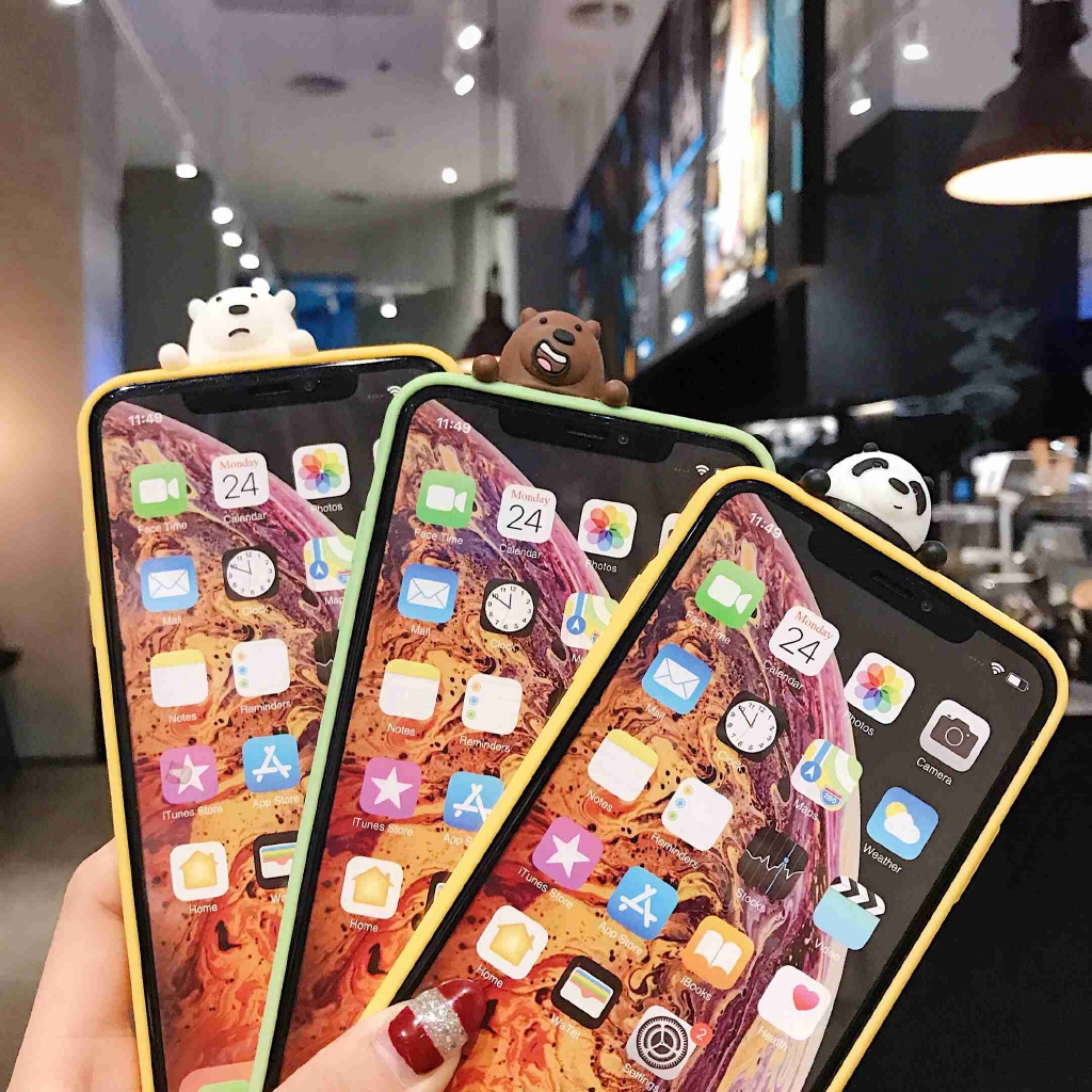 Case iPhone 11 Pro 7 8 Plus XR XS MAX Apple Casing Bare Bears Cartoon ...