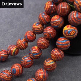 Line Stripe Turquoise Beads สายลายลูกปัดสีเขียวขุ่นหินรอบ 4-12 มิลลิเมตรพลอยหลวม Spacer เครื่องประดับ DIY