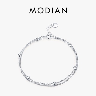 Modian สร้อยข้อมือเงินแท้ 925 100% ประดับลูกปัด สไตล์คลาสสิก เรียบง่าย เครื่องประดับแฟชั่น สําหรับผู้หญิง