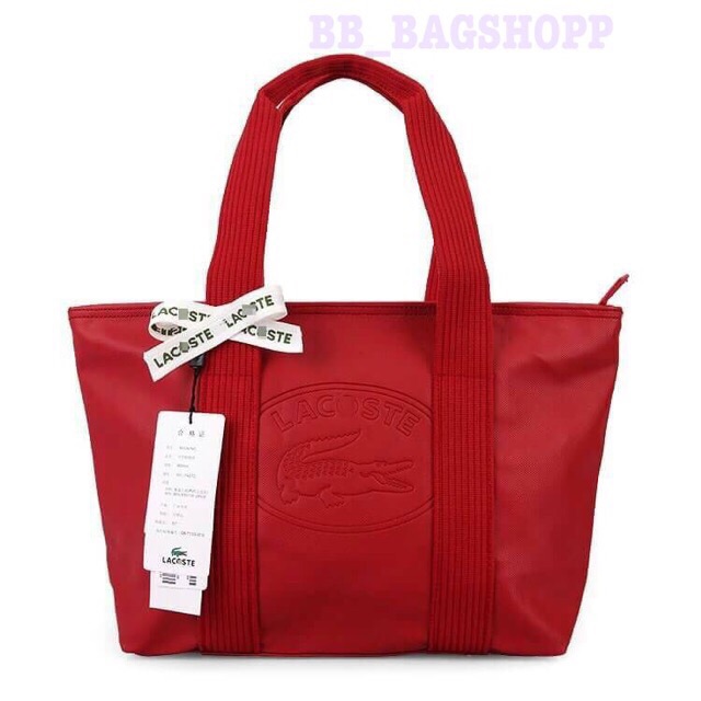 lacoste tote bag maroon