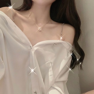 เสื้อชีฟอง❣หลวมเซ็กซี่ไนท์คลับปิดไหล่ชุดผู้หญิง 2021 ฤดูใบไม้ผลิและฤดูใบไม้ร่วงใหม่สไตล์เกาหลีออกแบบเสื้อเฉพาะ