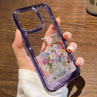 เคสป้องกันโทรศัพท์มือถือ ลายช่อดอกไม้อวกาศ สีม่วงเข้ม สําหรับ Apple Iphone 14promax 13 14pro 12 11